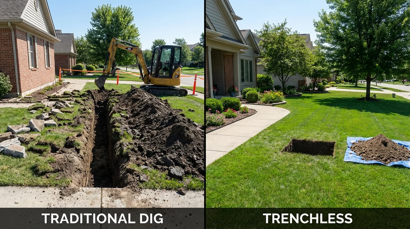 Trenchless sewer repair with minimal yard damage versus traditional excavation in Venice, CA